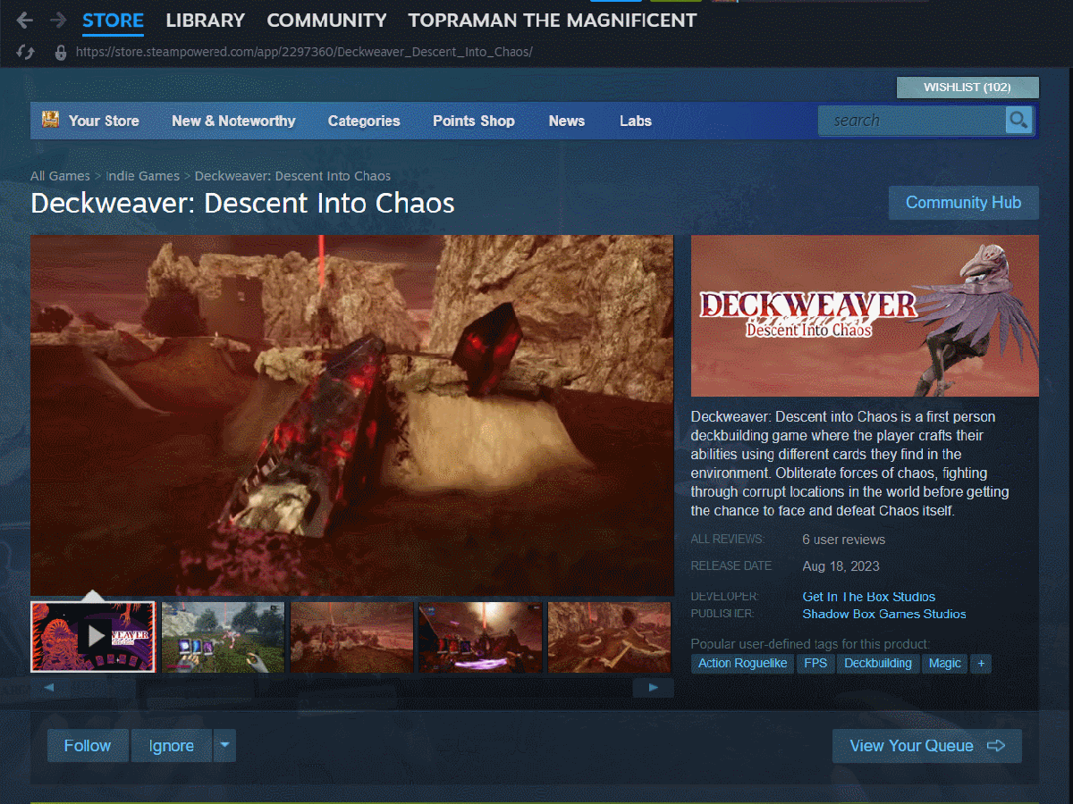 Deckweaver: Descent into Chaos released on steam!!!